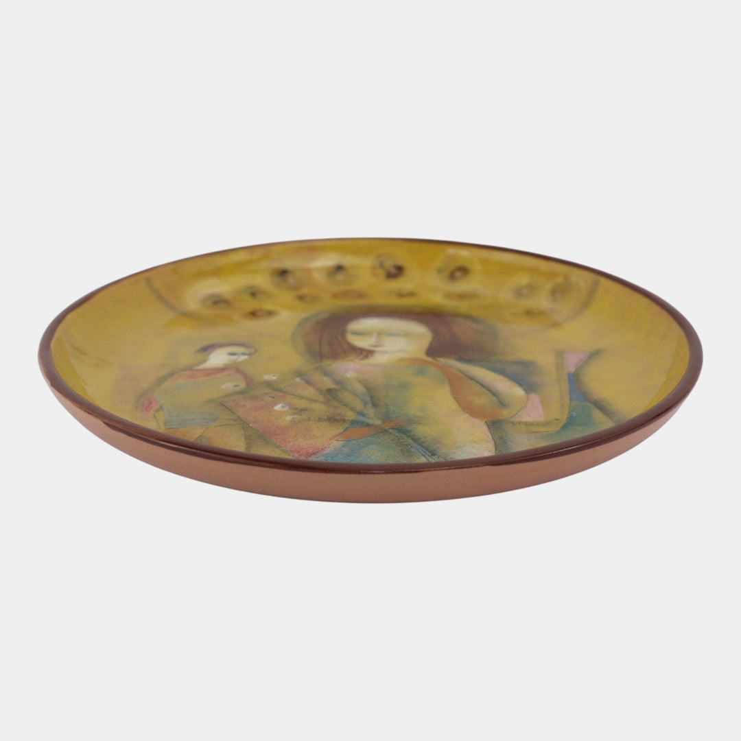 Pillin Studio Mid Century Modern Art Pottery Large Modernist Figural Plate