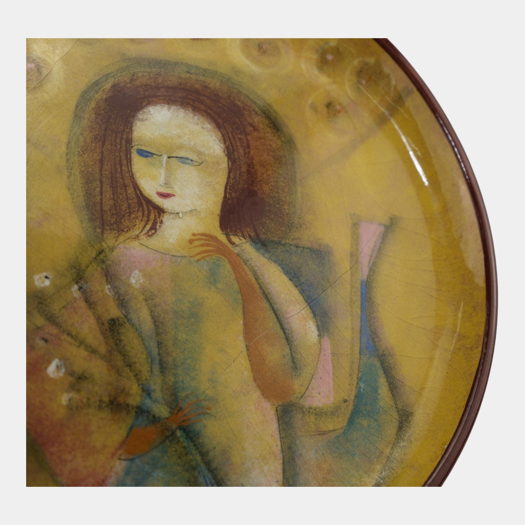 Pillin Studio Mid Century Modern Art Pottery Large Modernist Figural Plate
