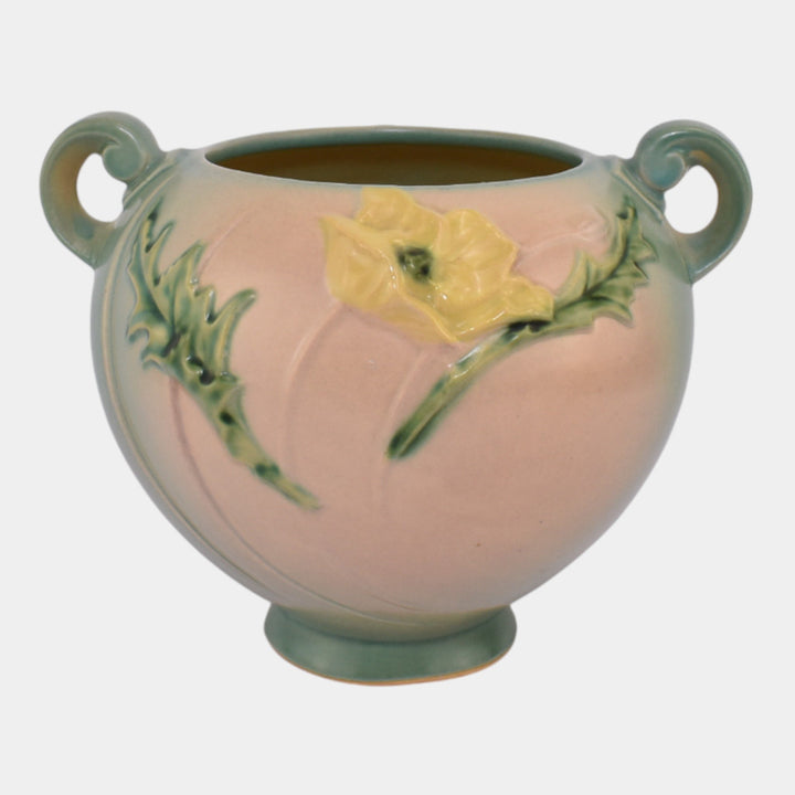 Roseville Poppy Green 1938 Vintage Art Deco Pottery Ceramic Flower Vase 335-6