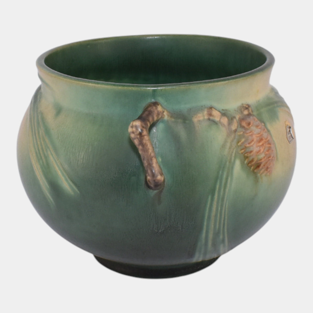 Roseville Pine Cone Green 1935 Vintage Pottery Ceramic Jardiniere Planter 632-5