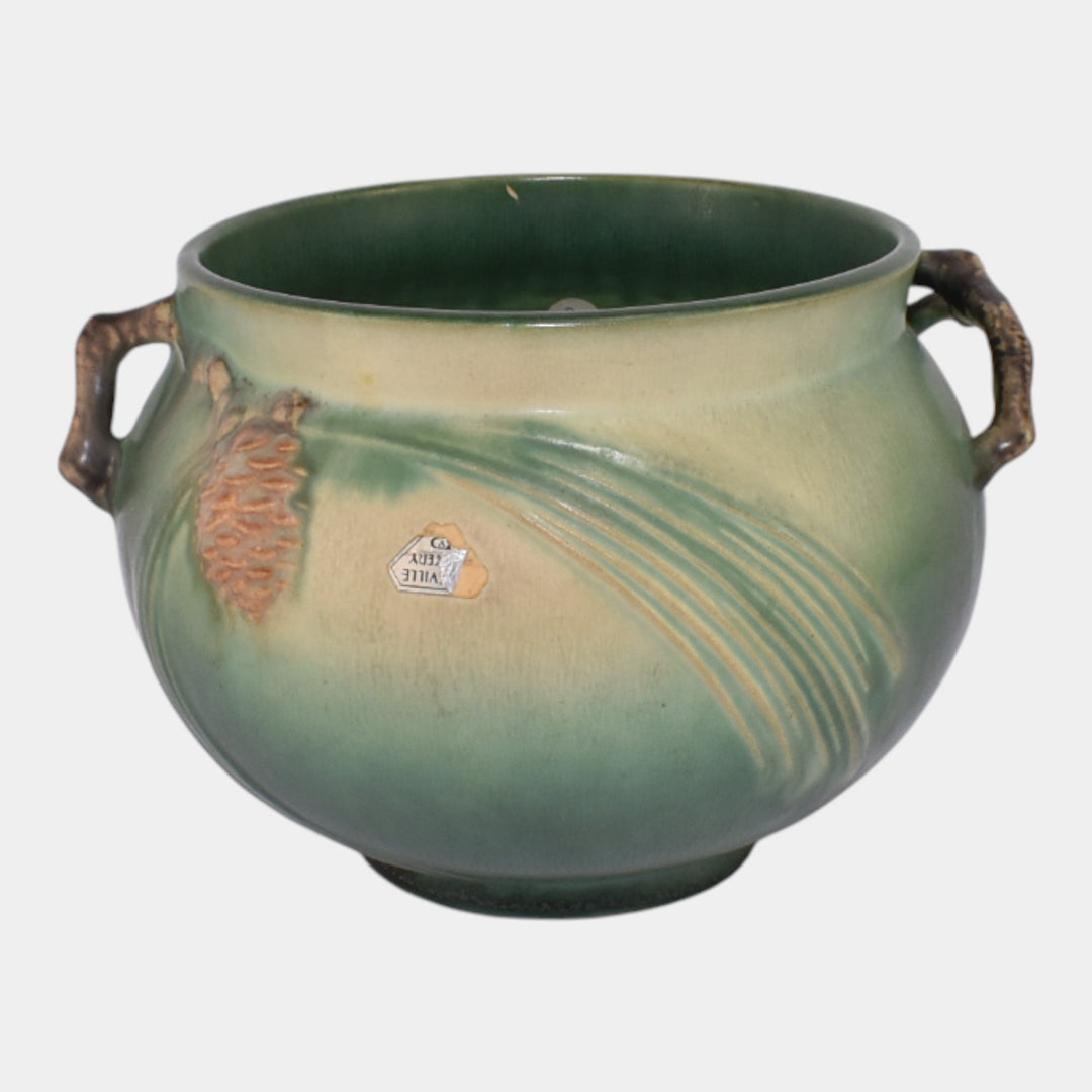 Roseville Pine Cone Green 1935 Vintage Pottery Ceramic Jardiniere Planter 632-5