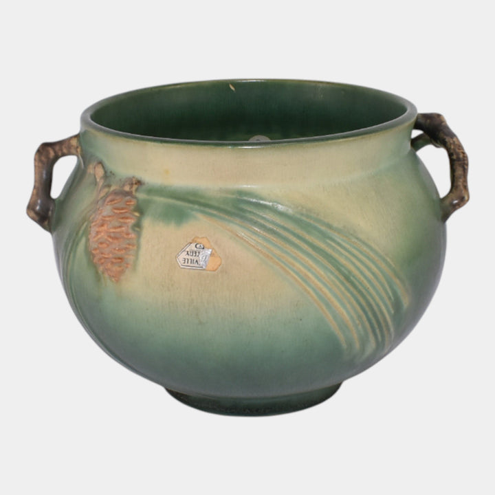 Roseville Pine Cone Green 1935 Vintage Pottery Ceramic Jardiniere Planter 632-5