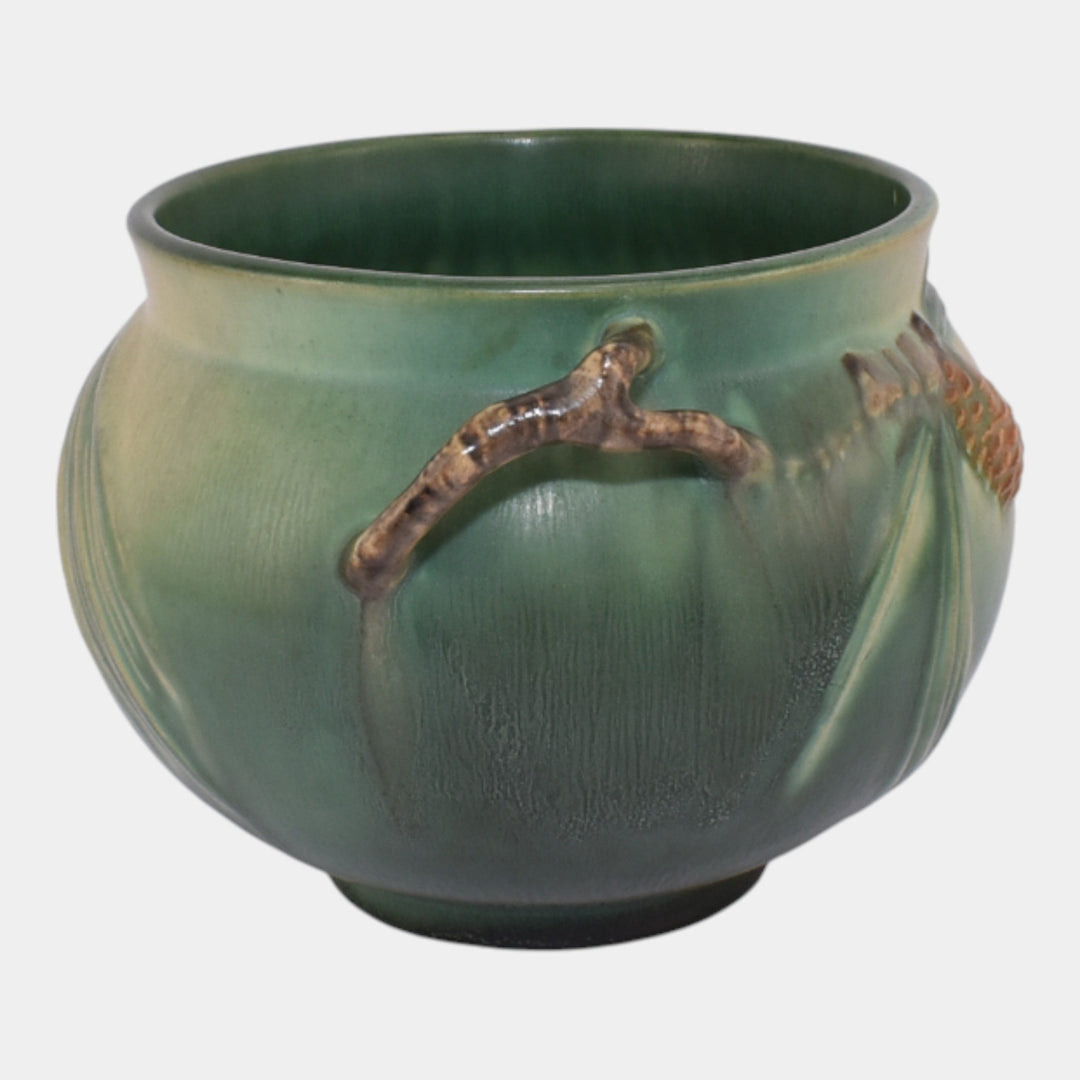 Roseville Pine Cone Green 1935 Vintage Pottery Ceramic Jardiniere Planter 632-5