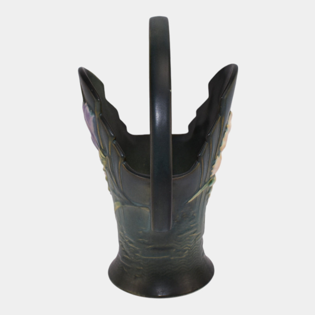 Roseville Freesia Green 1945 Vintage Art Pottery Ceramic Basket 392-10