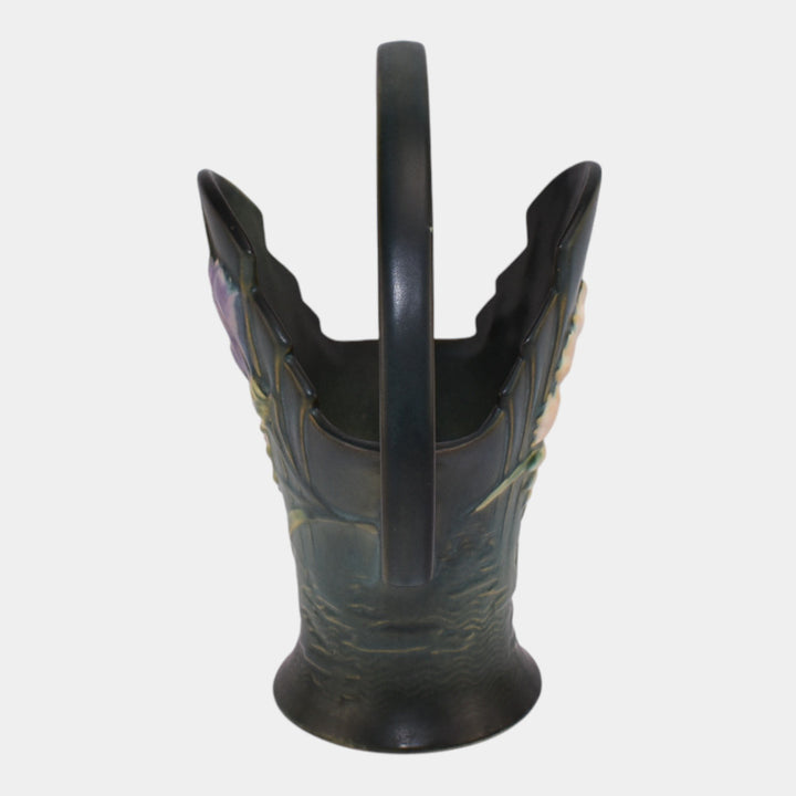 Roseville Freesia Green 1945 Vintage Art Pottery Ceramic Basket 392-10