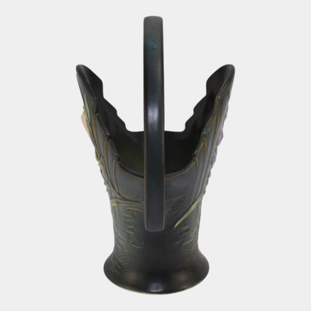 Roseville Freesia Green 1945 Vintage Art Pottery Ceramic Basket 392-10