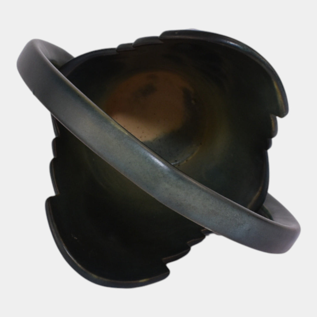 Roseville Freesia Green 1945 Vintage Art Pottery Ceramic Basket 392-10