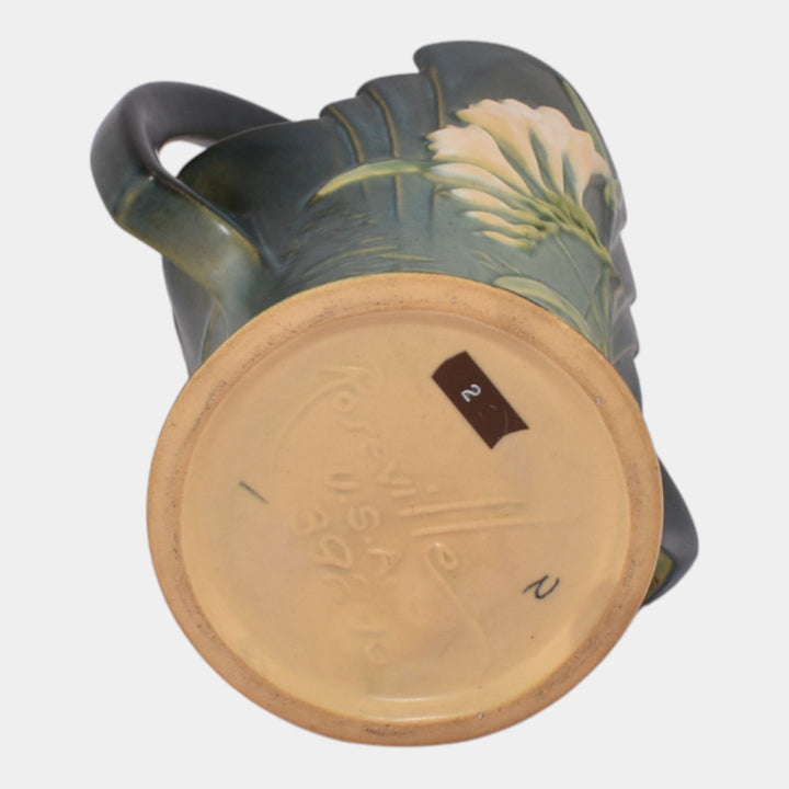 Roseville Freesia Green 1945 Vintage Art Pottery Ceramic Basket 392-10