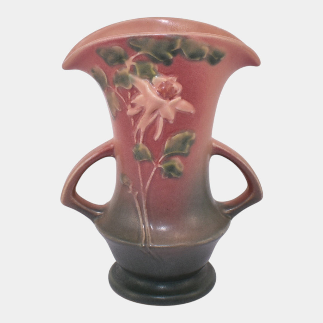 Roseville Columbine Pink 1941 Mid Century Modern Pottery Flower Vase 16-7