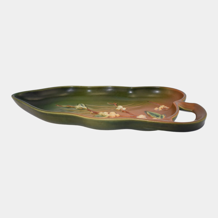 Roseville Snowberry Green 1947 Mid Century Modern Pottery Tray 1BL1-12