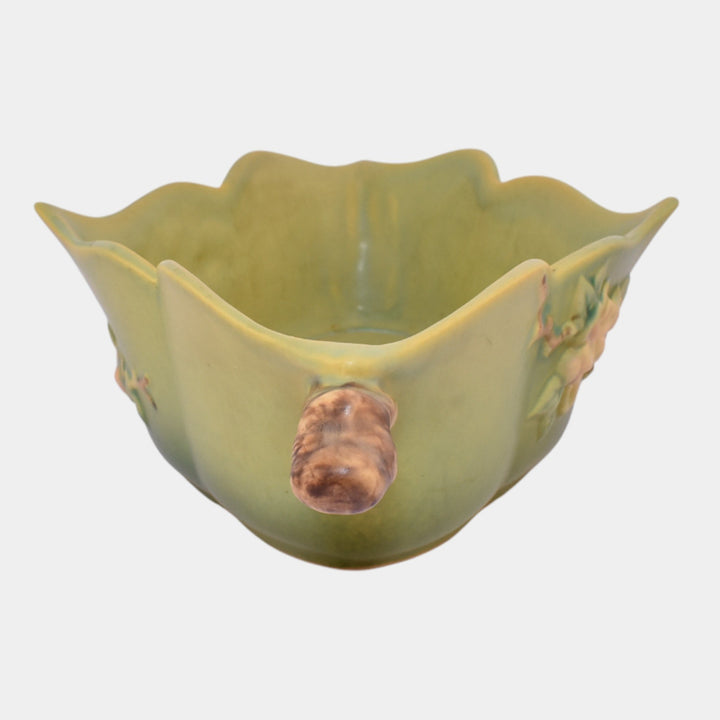 Roseville Apple Blossom Green 1949 Vintage Art Pottery Console Bowl 331-12
