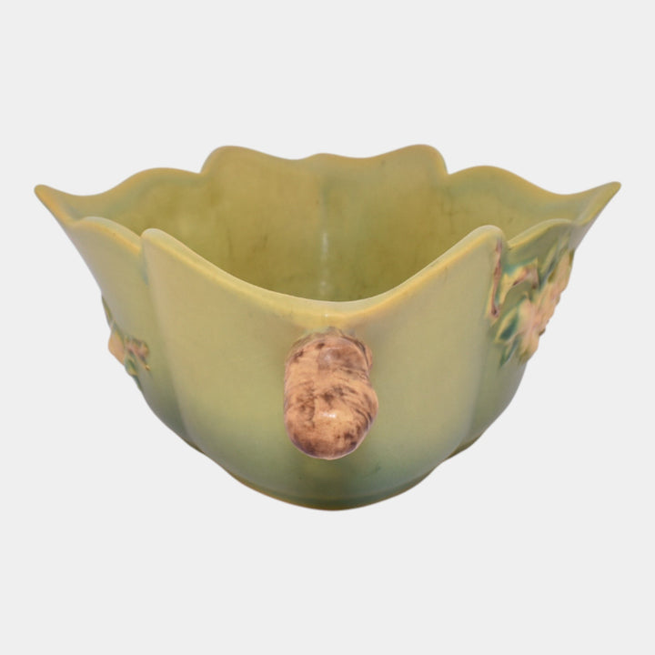 Roseville Apple Blossom Green 1949 Vintage Art Pottery Console Bowl 331-12