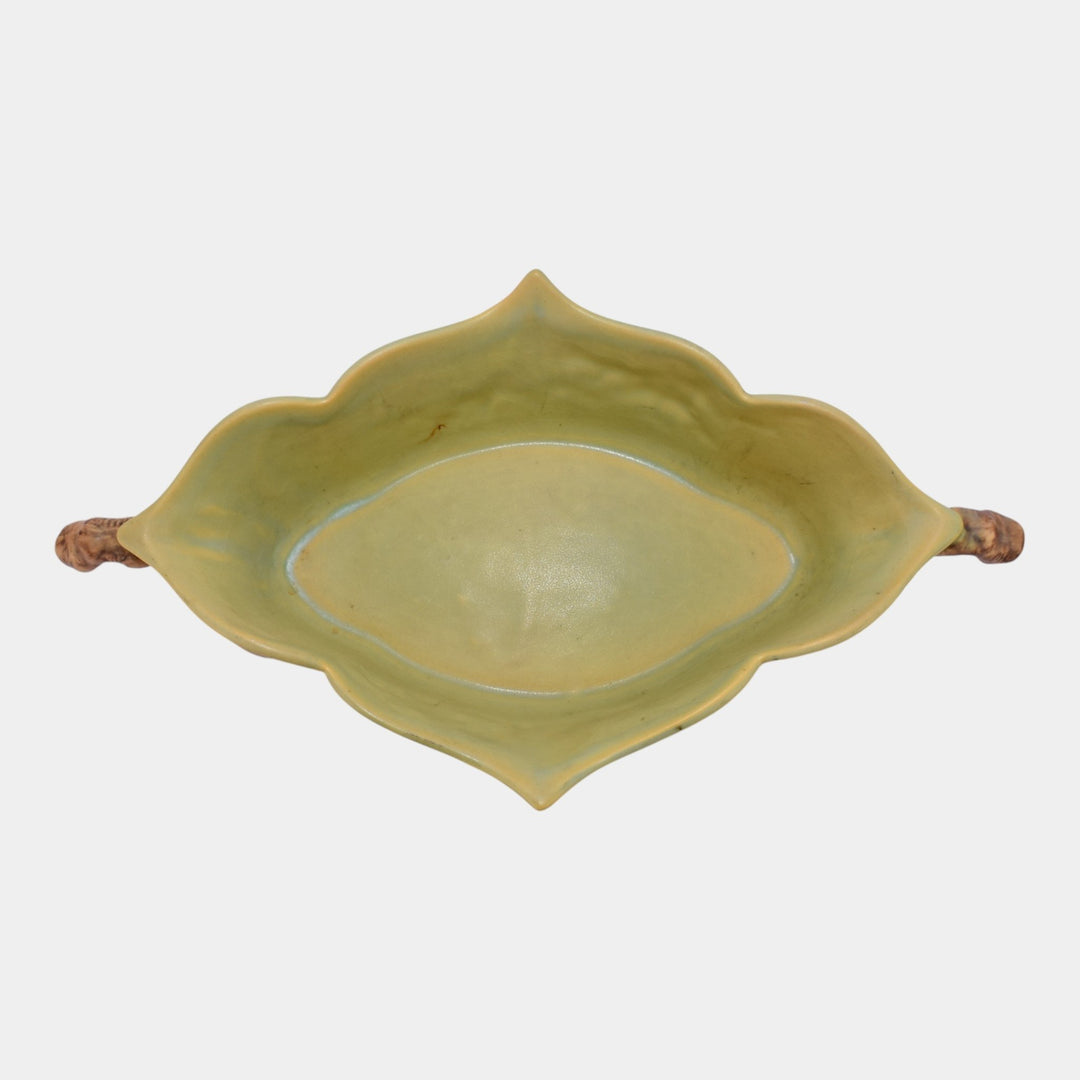 Roseville Apple Blossom Green 1949 Vintage Art Pottery Console Bowl 331-12