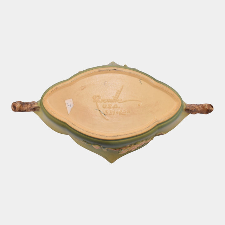 Roseville Apple Blossom Green 1949 Vintage Art Pottery Console Bowl 331-12