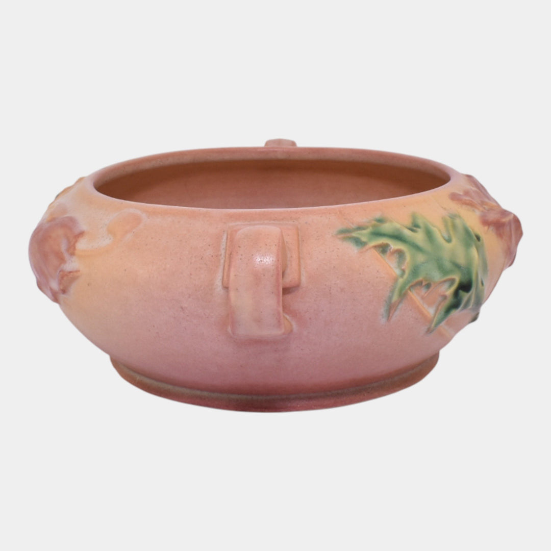 Roseville Poppy Pink 1938 Vintage Art Deco Pottery Handled Ceramic Bowl 336-5