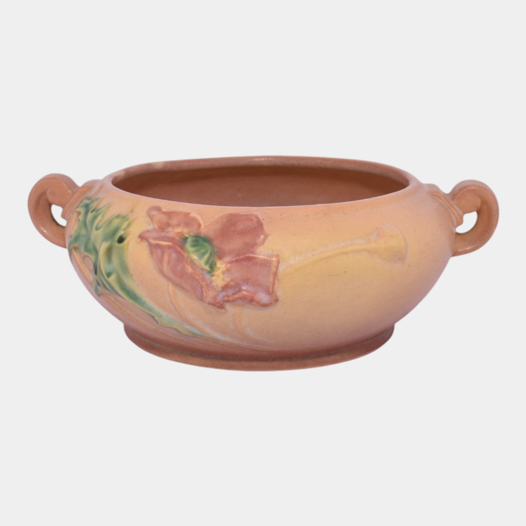 Roseville Poppy Pink 1938 Vintage Art Deco Pottery Handled Ceramic Bowl 336-5