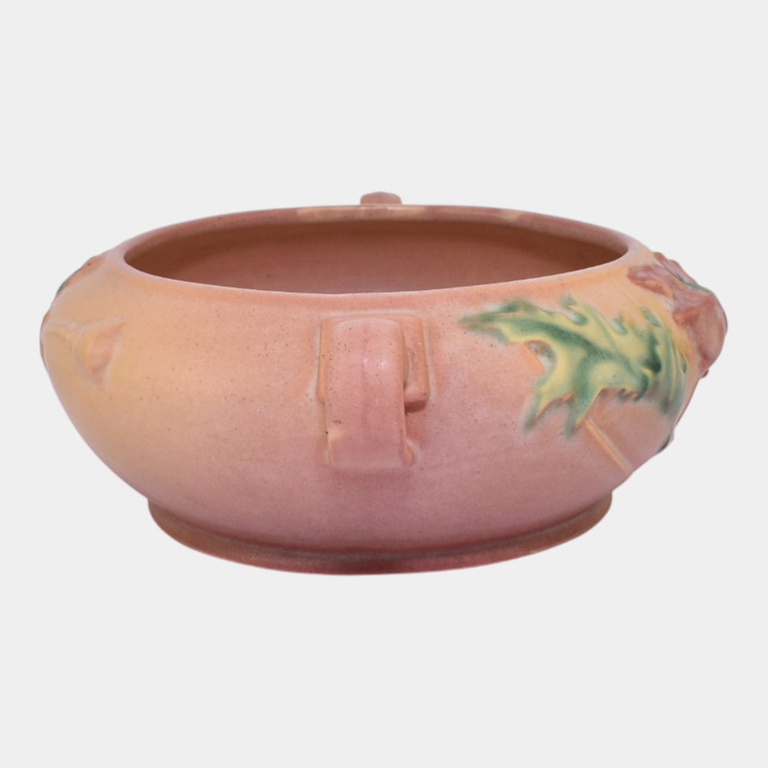 Roseville Poppy Pink 1938 Vintage Art Deco Pottery Handled Ceramic Bowl 336-5