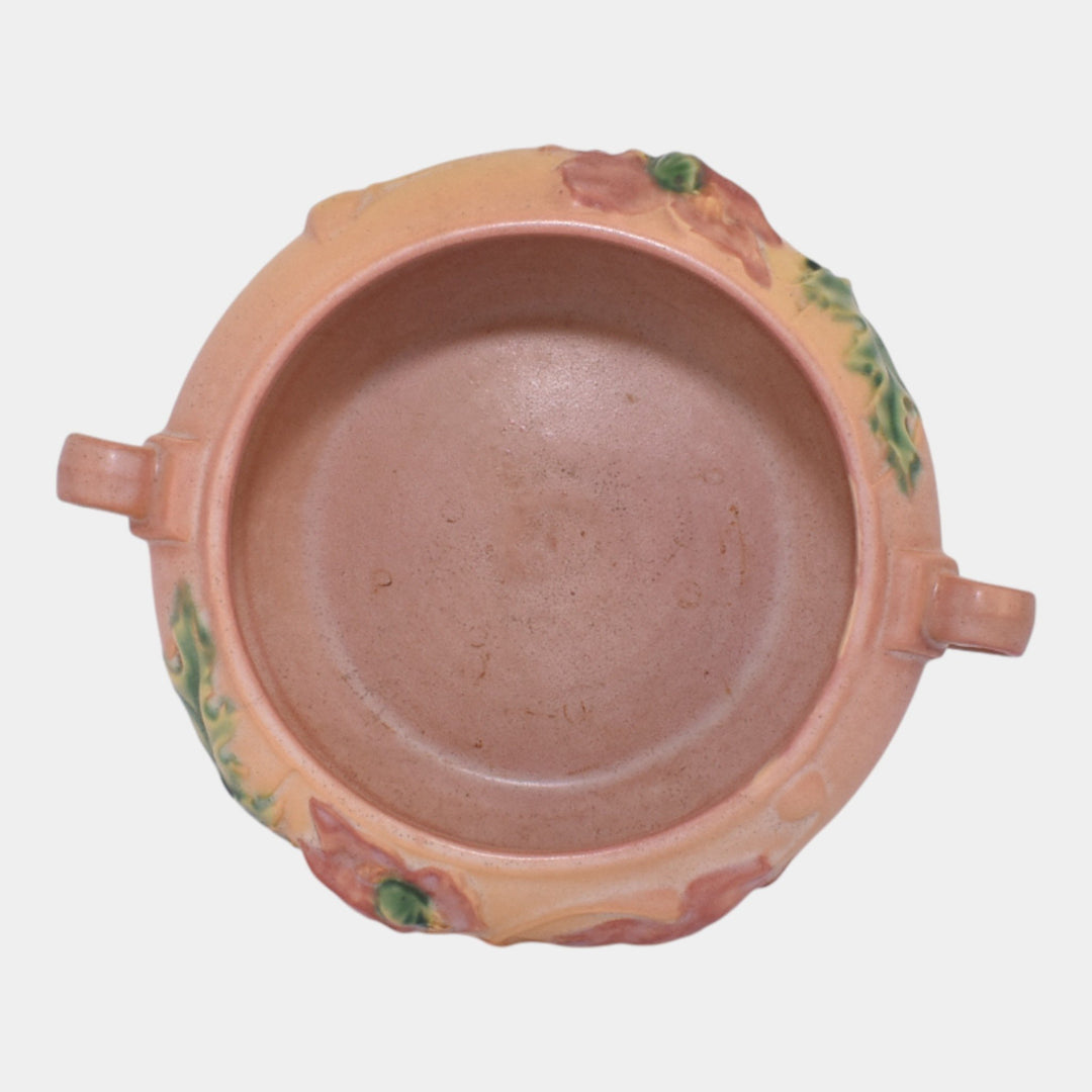 Roseville Poppy Pink 1938 Vintage Art Deco Pottery Handled Ceramic Bowl 336-5