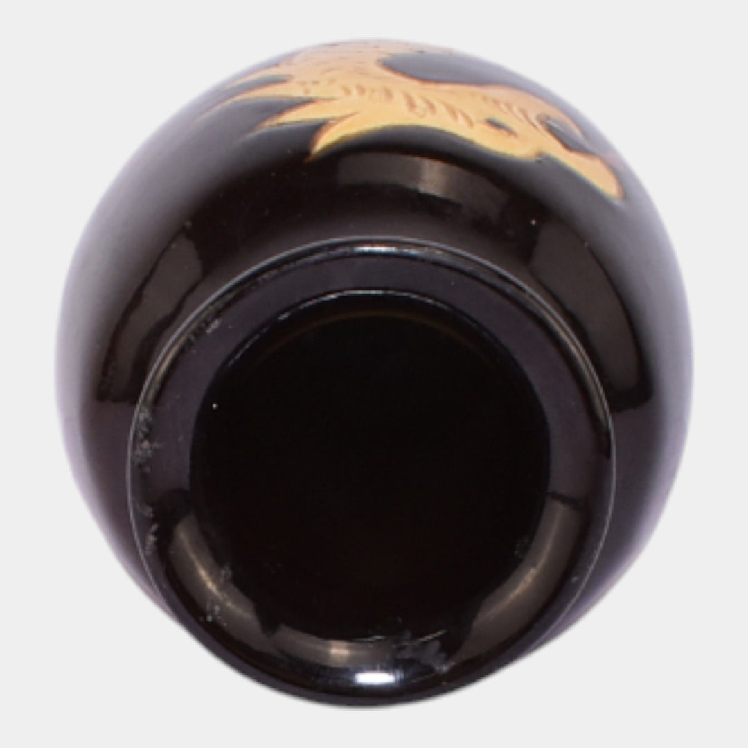 Owens Poster Early 1900s Art Pottery Brown Black Stylized Dragon Baluster Vase - Just Art Pottery