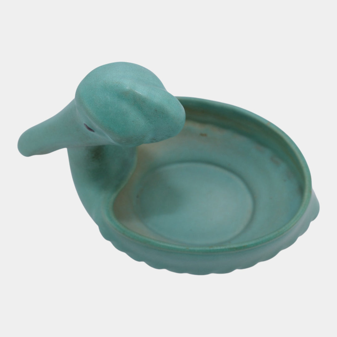 Weller Cactus Line 1930s Matte Turquoise Art Pottery Novelty Pelican Planter