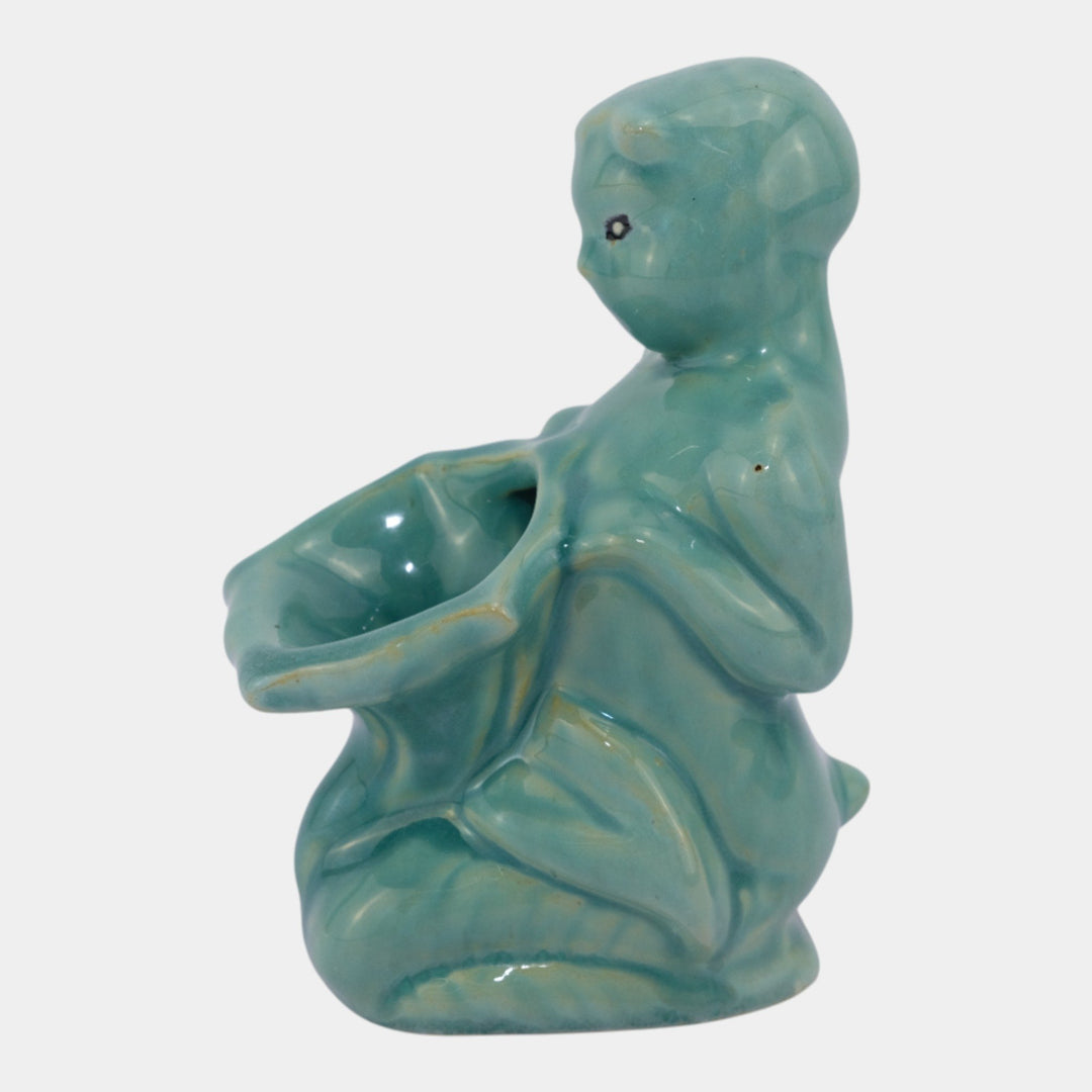 Weller Cactus Line 1930s Vintage Pottery Novelty Figural Pan Planter - Just Art Pottery