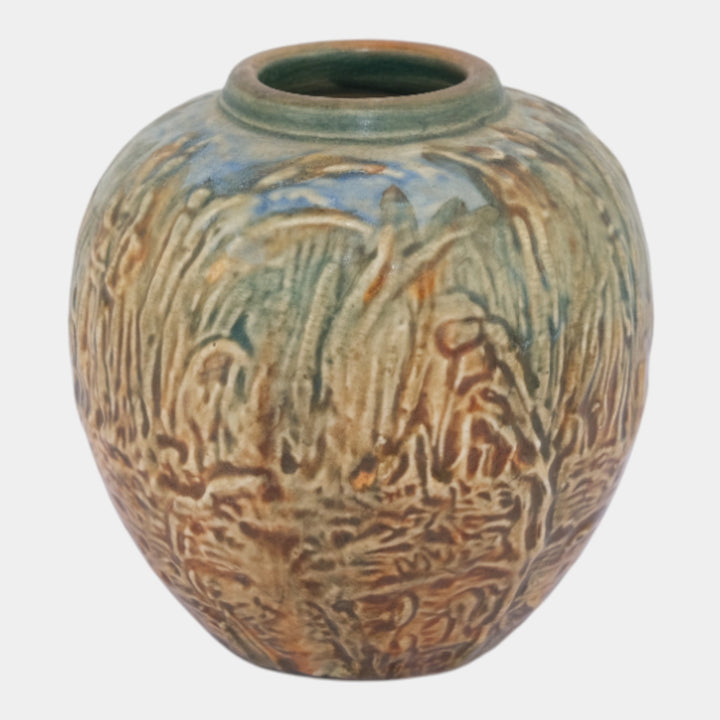 Weller Glendale 1920s Vintage Art Pottery Bird In A Nest Ceramic Vase