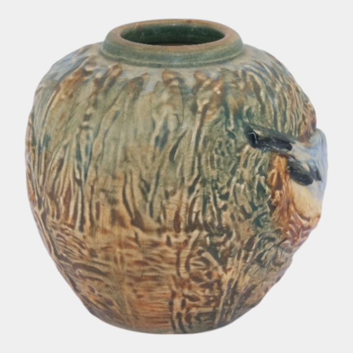 Weller Glendale 1920s Vintage Art Pottery Bird In A Nest Ceramic Vase