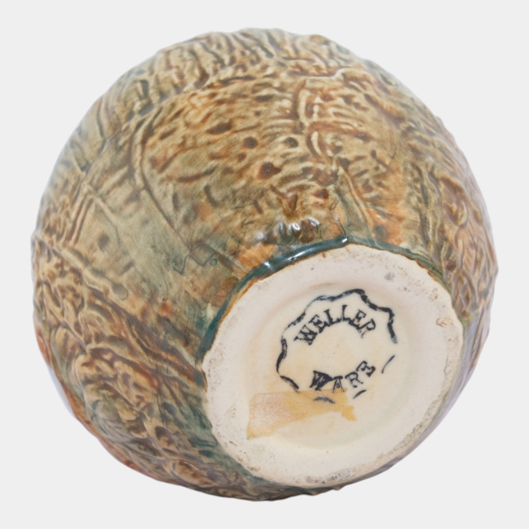 Weller Glendale 1920s Vintage Art Pottery Bird In A Nest Ceramic Vase