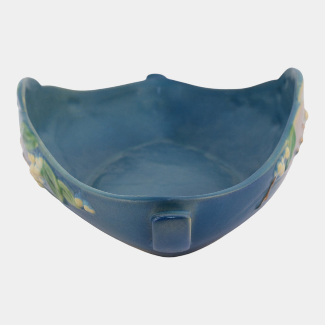 Roseville Snowberry Blue 1947 Mid Century Modern Art Pottery Console Bowl 1BL-14