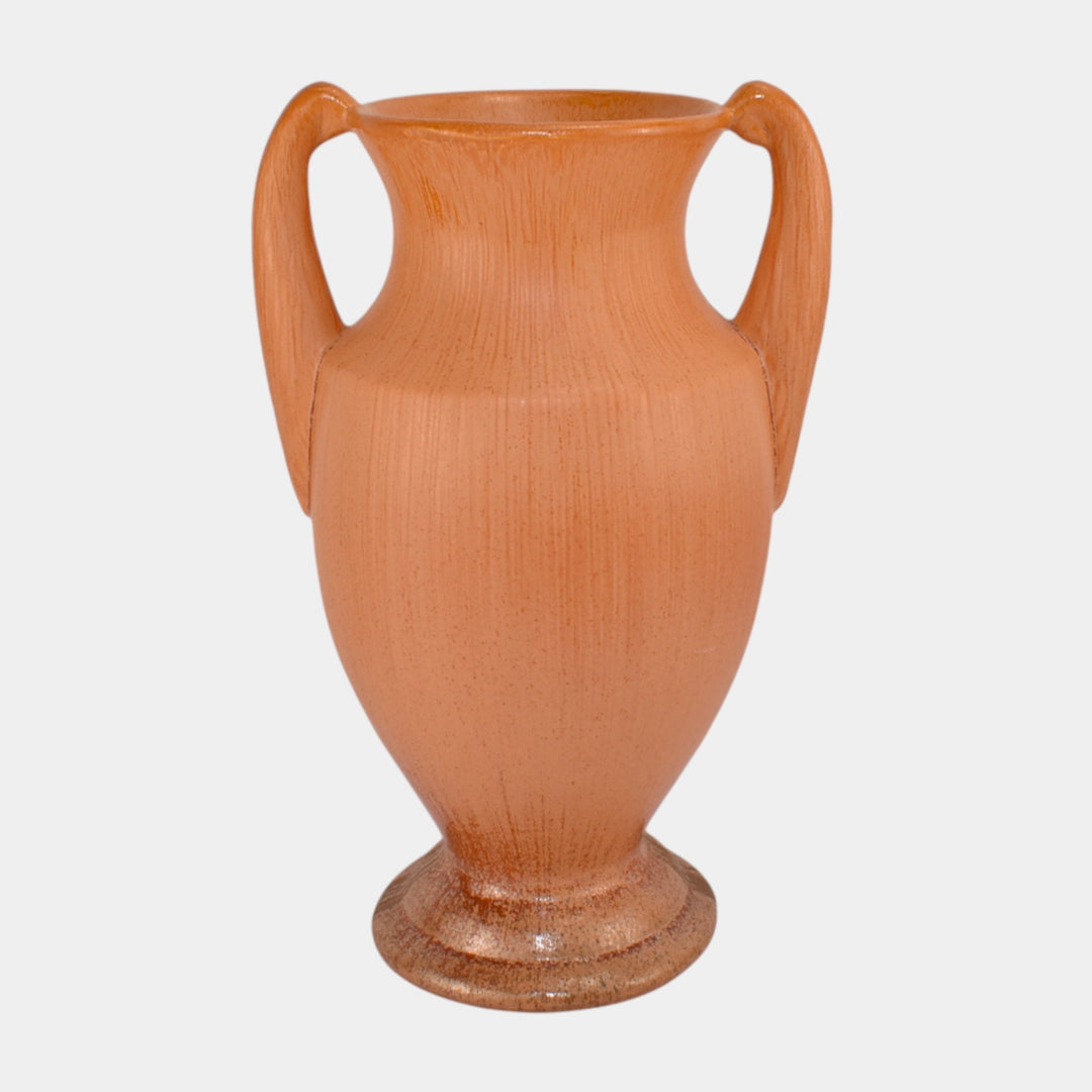 Pfaltzgraff 1930s Vintage Art Deco Pottery Uranium Orange Handled Ceramic Vase - Just Art Pottery