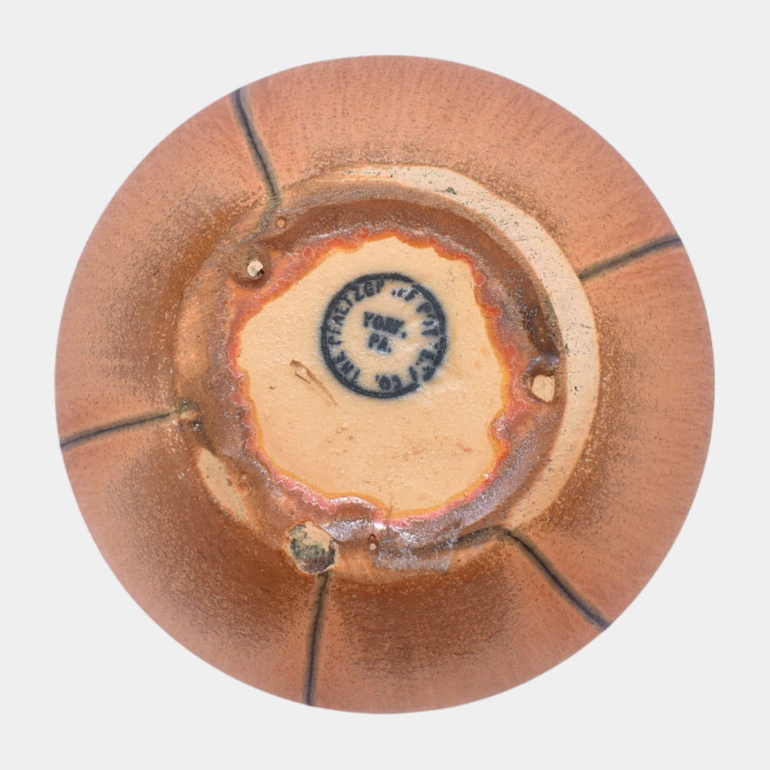 Pfaltzgraff 1930s Art Pottery Black And Matte Uranium Orange Ceramic Vase