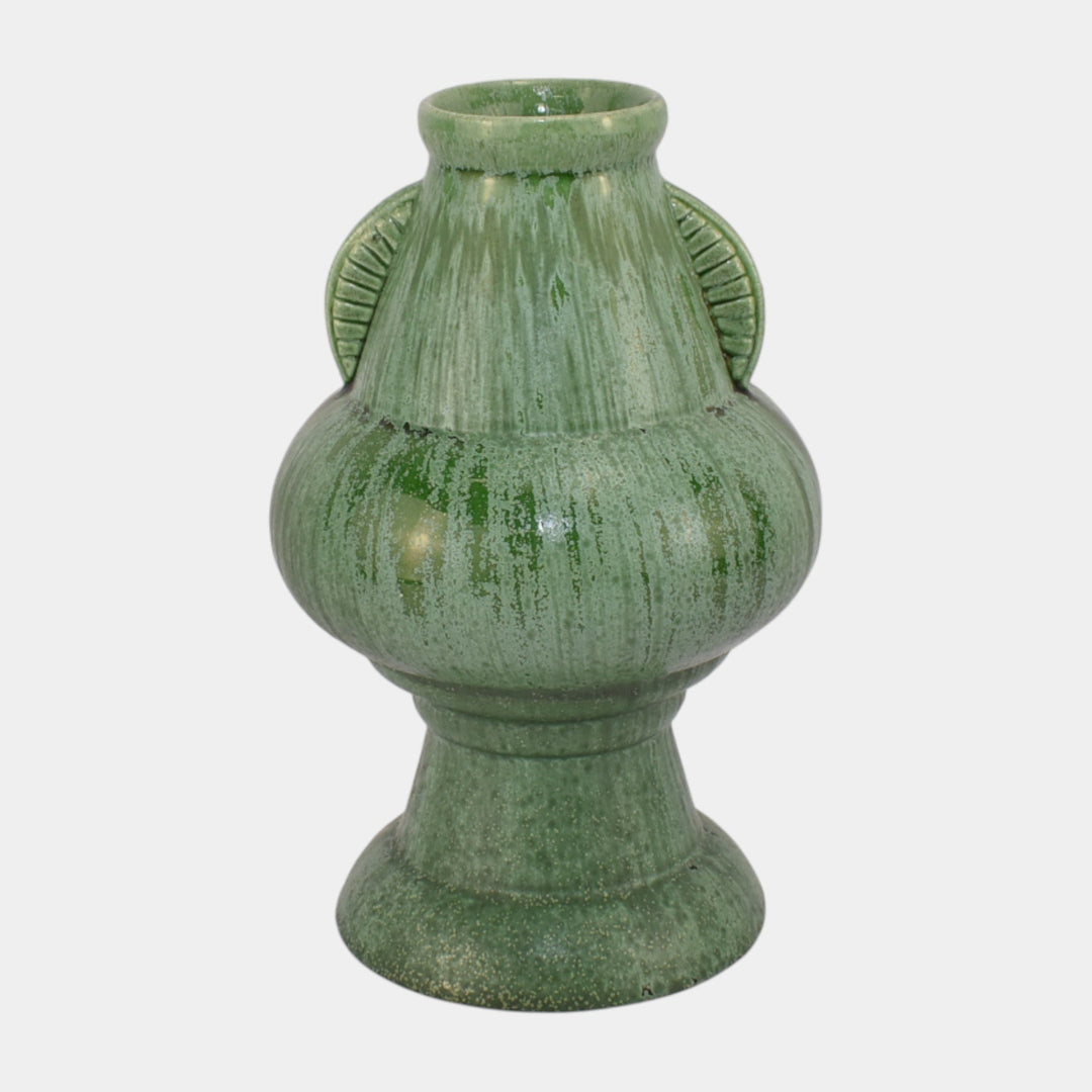 Amaco American Art And Clay Company Art Deco Mottled Matte Green Ceramic Vase 51 - Just Art Pottery