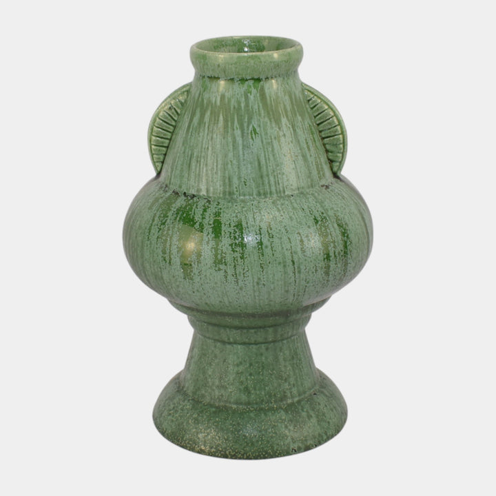 Amaco American Art And Clay Company Art Deco Mottled Matte Green Ceramic Vase 51 - Just Art Pottery