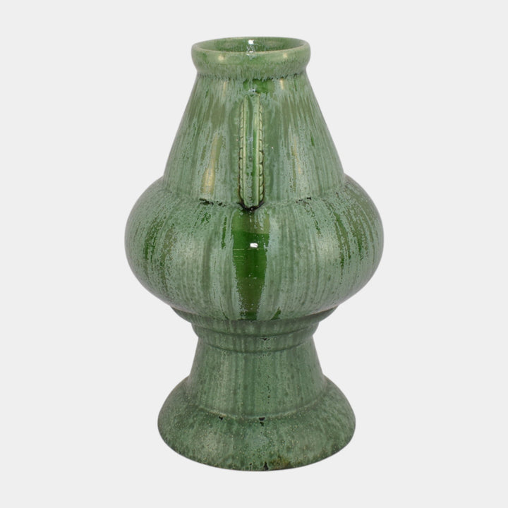 Amaco American Art And Clay Company Art Deco Mottled Matte Green Ceramic Vase 51 - Just Art Pottery