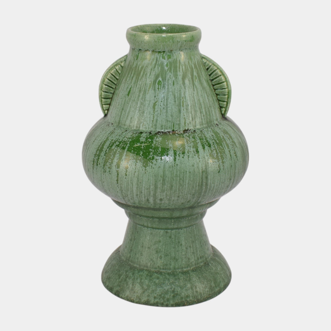 Amaco American Art And Clay Company Art Deco Mottled Matte Green Ceramic Vase 51 - Just Art Pottery