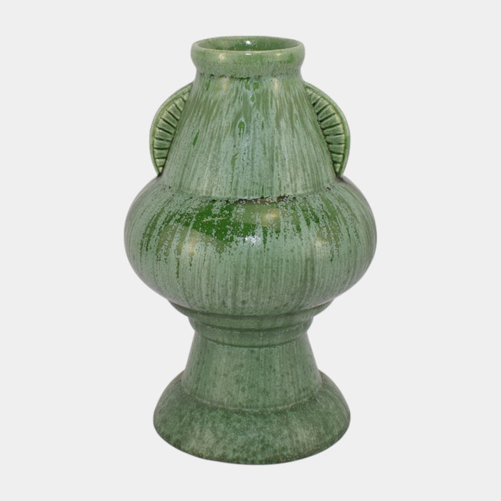 Amaco American Art And Clay Company Art Deco Mottled Matte Green Ceramic Vase 51 - Just Art Pottery