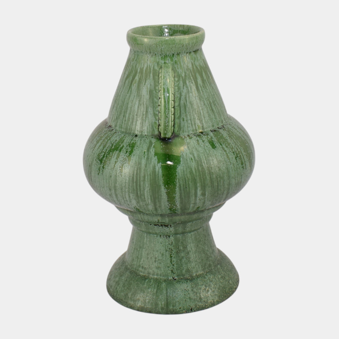 Amaco American Art And Clay Company Art Deco Mottled Matte Green Ceramic Vase 51 - Just Art Pottery
