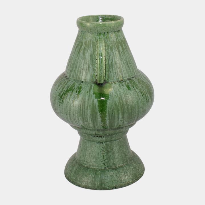 Amaco American Art And Clay Company Art Deco Mottled Matte Green Ceramic Vase 51 - Just Art Pottery