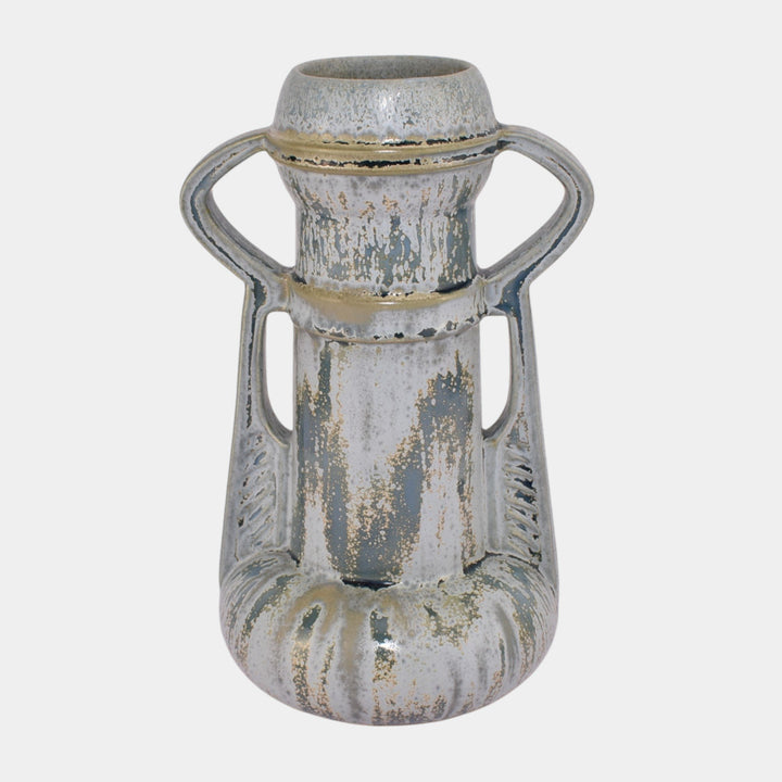 Amaco American Art And Clay Company Matte And Metallic Gray Handled Vase 48