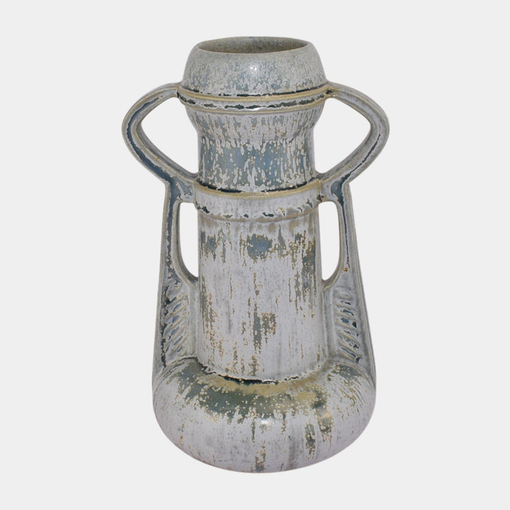 Amaco American Art And Clay Company Matte And Metallic Gray Handled Vase 48