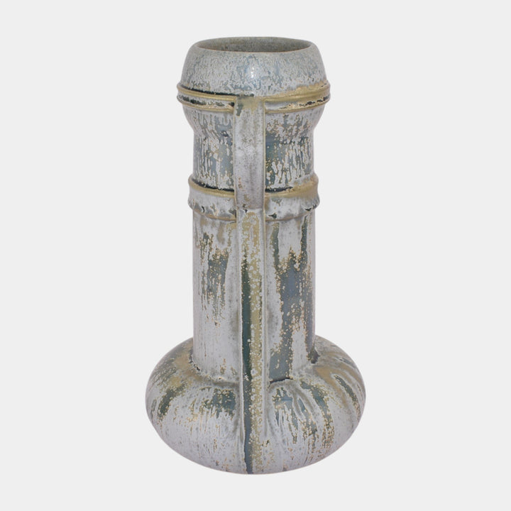 Amaco American Art And Clay Company Matte And Metallic Gray Handled Vase 48