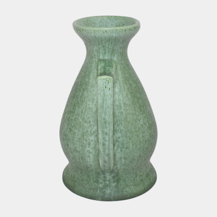 Amaco American Art And Clay Company Mottled Matte Green Handled Ceramic Vase 40
