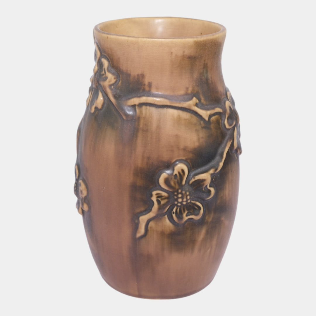 Roseville Dogwood Trial Glaze Brown Vintage Art Pottery Vase - Just Art Pottery