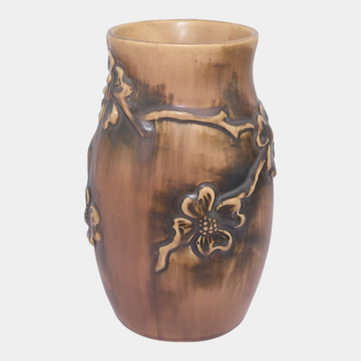 Roseville Dogwood Trial Glaze Brown Vintage Art Pottery Vase - Just Art Pottery