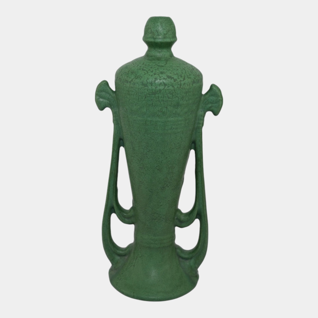 Roseville Egypto 1905 Arts and Crafts Pottery Matte Green Ceramic Vase E46-12 - Just Art Pottery