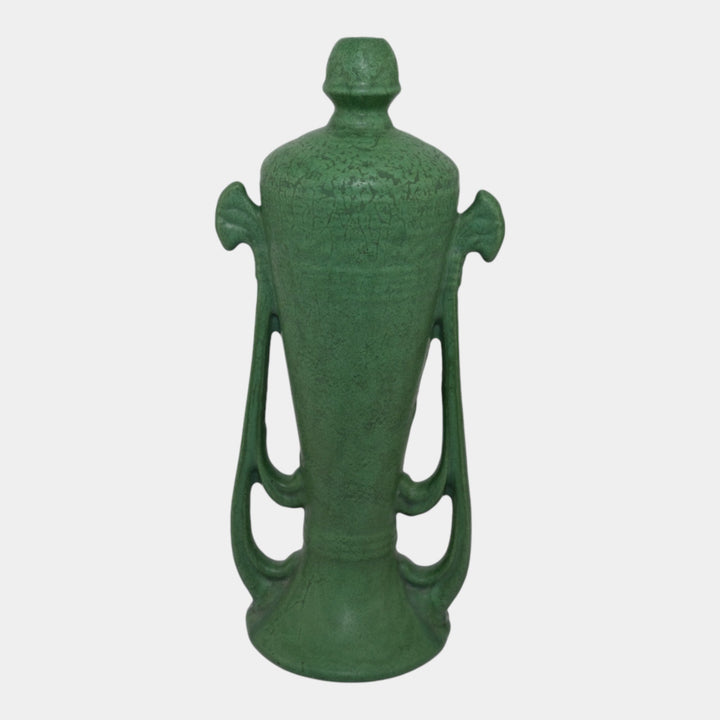 Roseville Egypto 1905 Arts and Crafts Pottery Matte Green Ceramic Vase E46-12 - Just Art Pottery