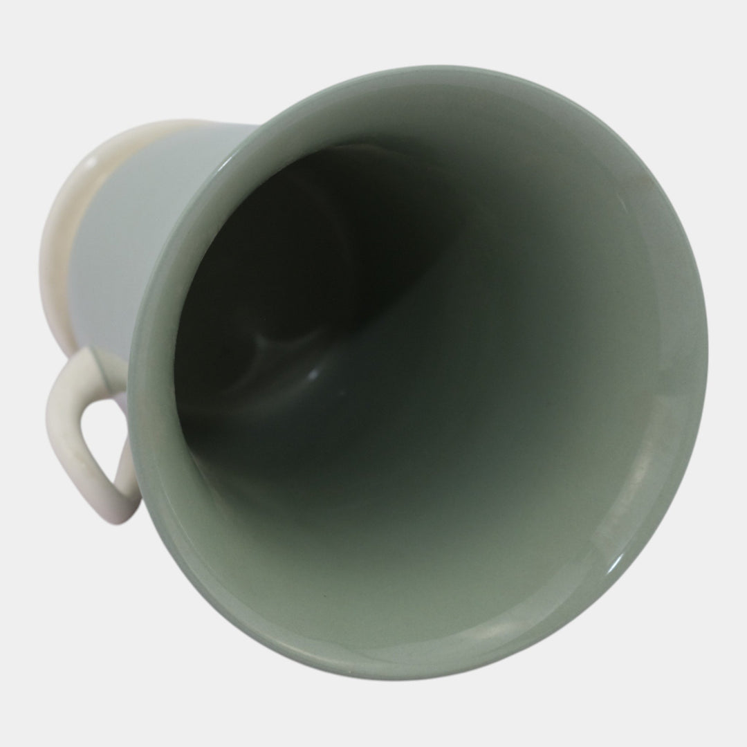 Keith Murray For Wedgwood Caledon Green White Art Deco Ceramic Handled Urn Vase