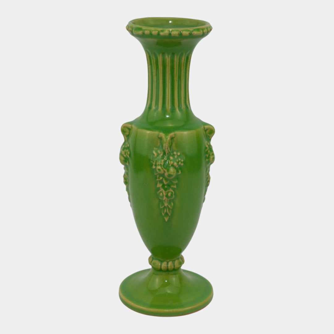 Roseville Savona 1928 Vintage Art Pottery Chartreuse Green Bud Vase 209-10 - Just Art Pottery