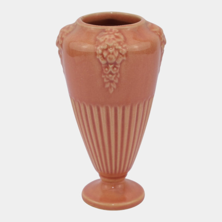 Roseville Savona Pink 1928 Vintage Art Deco Pottery Ceramic Flower Vase 207-6 - Just Art Pottery