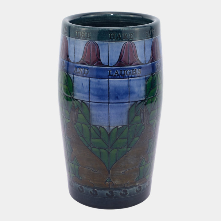 Sally Tuffin For Dennis China Works 1994 English Pottery Blue Green Rabbit Vase - Just Art Pottery
